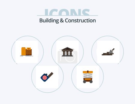 Illustration for Building And Construction Flat Icon Pack 5 Icon Design. finance. courthouse. bank. building - Royalty Free Image