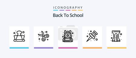 Illustration for Back To School Line 5 Icon Pack Including . fast. notepad. drink. pencil. Creative Icons Design - Royalty Free Image