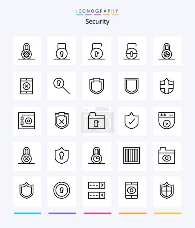 Téléchargez les illustrations : Creative Security 25 OutLine icon pack  Such As shield. protection. padlock. secret. keyhole - en licence libre de droit