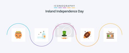 Téléchargez les illustrations : Ireland Independence Day Flat 5 Icon Pack Including instrument. ireland. ireland. sports. ball - en licence libre de droit