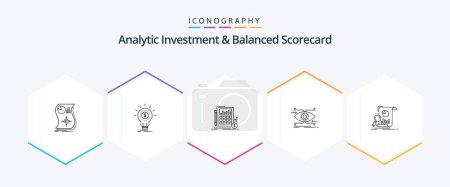 Illustration for Analytic Investment And Balanced Scorecard 25 Line icon pack including focus. attention. money. market. financial - Royalty Free Image