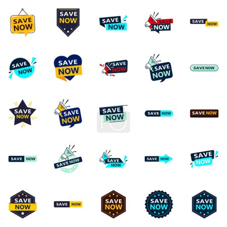 Ilustración de Save Now 25 Unique Typographic Designs to drive engagement and savings - Imagen libre de derechos
