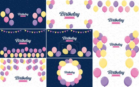 Illustration for Happy Birthday text with a rainbow gradient and a geometric pattern background - Royalty Free Image