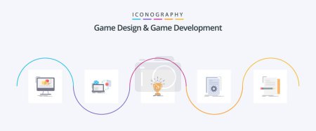 Illustration for Game Design And Game Development Flat 5 Icon Pack Including developer. app. publish. first. win - Royalty Free Image