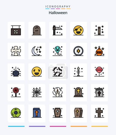 Illustration for Creative Halloween 25 Line FIlled icon pack  Such As scary. monster. graveyard. horror. scythe - Royalty Free Image