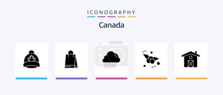 Illustration for Canada Glyph 5 Icon Pack Including . canada. rain. house. fruit. Creative Icons Design - Royalty Free Image