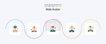 Illustration for Male Avatar Flat 5 Icon Pack Including . painter. boy. decorator. safety worker - Royalty Free Image