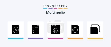 Ilustración de Multimedia Glyph 5 Icon Pack Including . mac. landscape. copy. Creative Icons Design - Imagen libre de derechos