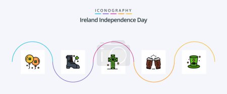 Ilustración de Irlanda Independence Day Line Filled Flat 5 Icon Pack Incluye bebida. Irlanda. iglesia. Vidrio. bebida - Imagen libre de derechos