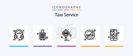 Ilustración de Taxi Service Line 5 Icon Pack Incluyendo carretera. Ruta. caso. navegación. gps. Diseño de iconos creativos - Imagen libre de derechos