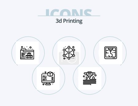 Ilustración de 3d Printing Line Icon Pack 5 Icon Design. geometric. clipboardd. laser. smartphone. mobile - Imagen libre de derechos