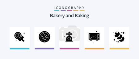 Téléchargez les illustrations : Baking Glyph 5 Icon Pack Including food. baking. restaurant. kitchen scale. Creative Icons Design - en licence libre de droit
