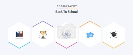 Téléchargez les illustrations : Back To School 25 Flat icon pack including education. study. back to school. school. education - en licence libre de droit
