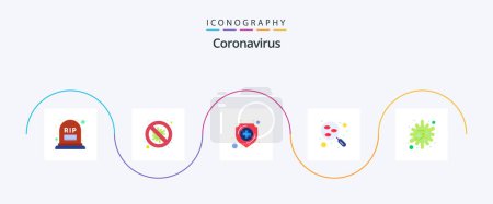 Illustration for Coronavirus Flat 5 Icon Pack Including antigen. research. danger. lab. shield - Royalty Free Image