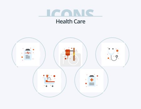 Illustration for Health Care Flat Icon Pack 5 Icon Design. healthcare. medical. check list. infusion. bottle - Royalty Free Image