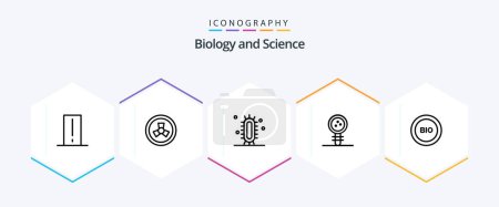 Téléchargez les illustrations : Biology 25 Line icon pack including learning. knowledge. biology. education. study - en licence libre de droit
