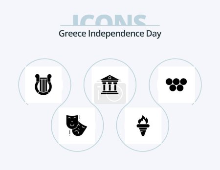 Téléchargez les illustrations : Greece Independence Day Glyph Icon Pack 5 Icon Design. ireland. institution. olympic. bank. history - en licence libre de droit
