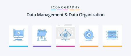 Illustration for Data Management And Data Organization Blue 5 Icon Pack Including performance. action. folder. global. things. Creative Icons Design - Royalty Free Image