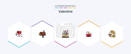 Illustration for Valentine 25 FilledLine icon pack including lighter. dark. letter box. candle. heart - Royalty Free Image