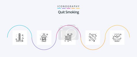 Illustration for Quit Smoking Line 5 Icon Pack Including vaping. smoking. smoking. cigarette. quit - Royalty Free Image