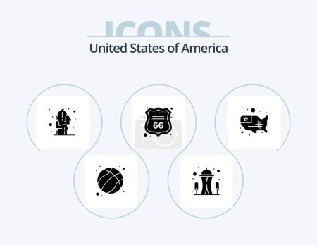 Illustration for Usa Glyph Icon Pack 5 Icon Design. states. american. cactus. sign. security - Royalty Free Image