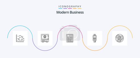 Ilustración de Modern Business Line 5 Icon Pack Incluido el financiero. negocios. depósito. contabilidad. seguridad - Imagen libre de derechos