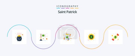 Illustration for Saint Patrick Flat 5 Icon Pack Including candy. leaf. irish. four leaf clover. invitation - Royalty Free Image