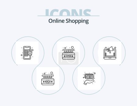 Illustration for Online Shopping Line Icon Pack 5 Icon Design. percentage. offer. online store. discount. sale - Royalty Free Image