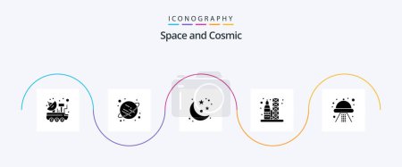 Téléchargez les illustrations : Pack d'icônes Space Glyph 5 Y compris le navire. l'espace. lune. le transport. lancement - en licence libre de droit