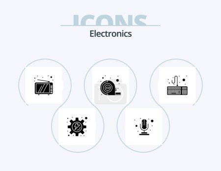 Ilustración de Electronics Glyph Icon Pack 5 Icon Design. . keyboard. tv. hardware. tool - Imagen libre de derechos