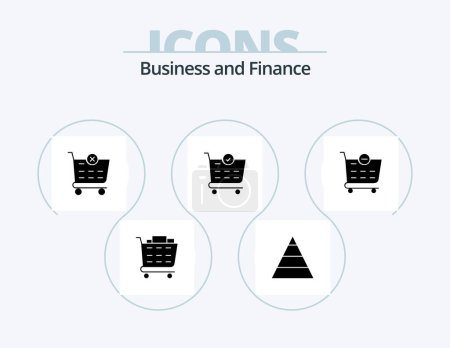 Téléchargez les illustrations : Finance Glyph Icon Pack 5 Icon Design. . . shopping cart. shopping cart. checkout - en licence libre de droit