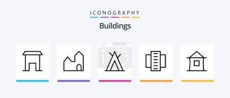Illustration for Buildings Line 5 Icon Pack Including castle. mosque. shack. islamic building. building. Creative Icons Design - Royalty Free Image