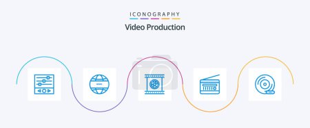 Ilustración de Producción de vídeo Blue 5 Icon Pack Incluye receptor de radio. fm radio. radiodifusión. objetivo fotográfico - Imagen libre de derechos