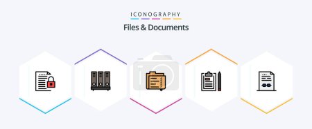 Illustration for Files And Documents 25 FilledLine icon pack including file. clipboard. document. folder. document - Royalty Free Image
