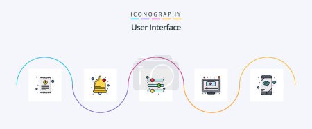 Illustration for User Interface Line Filled Flat 5 Icon Pack Including mobile. screen. equalizer. play. - Royalty Free Image