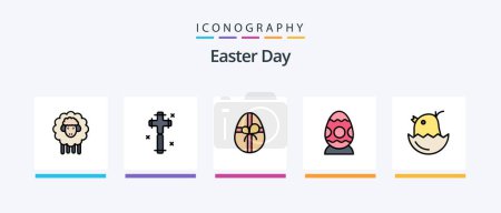 Illustration for Easter Line Filled 5 Icon Pack Including day. holiday. glass. easter. bascket. Creative Icons Design - Royalty Free Image