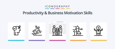 Illustration for Productivity And Business Motivation Skills Line 5 Icon Pack Including extrinsic. aspiration. path. lead. human. Creative Icons Design - Royalty Free Image