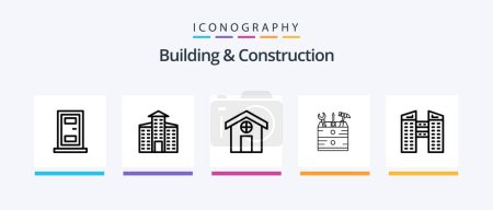Illustration for Building And Construction Line 5 Icon Pack Including house. city. building. stadium. construction. Creative Icons Design - Royalty Free Image