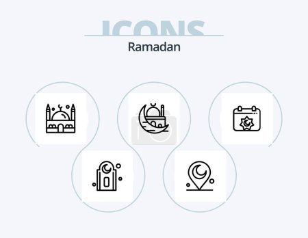 Illustration for Ramadan Line Icon Pack 5 Icon Design. calendar. egypt. month. desert. arabia - Royalty Free Image