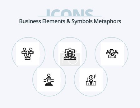Ilustración de Business Elements And Symbols Metaphors Line Icon Pack 5 Icon Design. agreement. king. cup. player. chess - Imagen libre de derechos