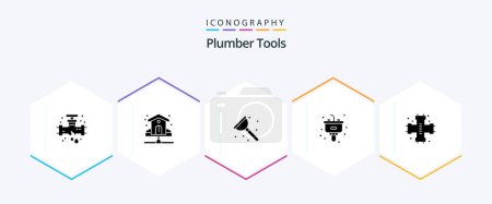 Illustration for Plumber 25 Glyph icon pack including mechanical. kitchen. water. garbage. service - Royalty Free Image
