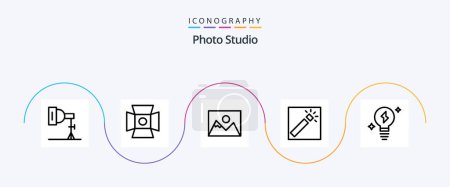 Illustration for Photo Studio Line 5 Icon Pack Including . photo. power. bulb - Royalty Free Image