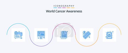 Illustration for World Cancer Awareness Blue 5 Icon Pack Including . medical. health. health. medicine - Royalty Free Image