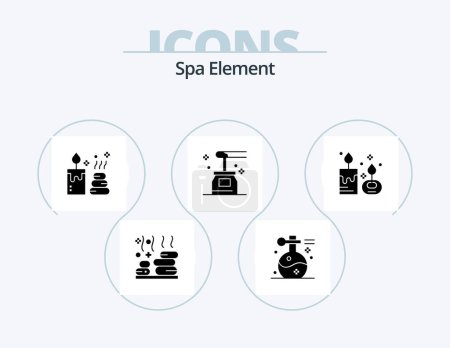 Ilustración de Elemento Spa Glyph Icon Pack 5 Icon Design. aroma. spa. yoga. aceite. belleza - Imagen libre de derechos