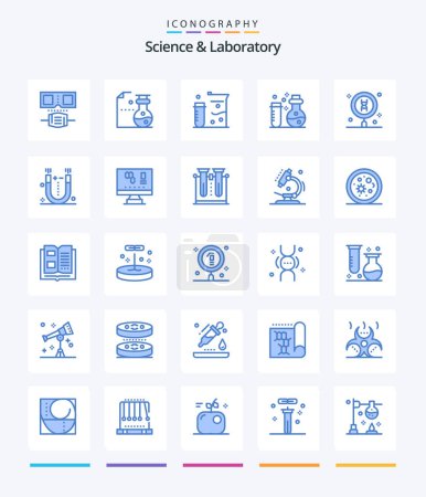 Ilustración de Creative Science 25 Blue icon pack  Such As computer. science. dna. physics. attraction - Imagen libre de derechos