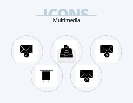 Ilustración de Multimedia Glyph Icon Pack 5 Icon Design. .. .. verificación. Mensaje. suprimir - Imagen libre de derechos