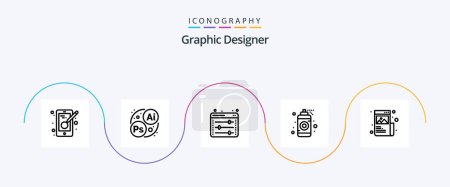 Téléchargez les illustrations : Graphic Designer Line 5 Icon Pack Including designing. art. web options. spray. graphic - en licence libre de droit