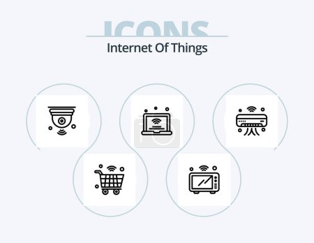 Ilustración de Internet Of Things Line Icon Pack 5 Icon Design. wifi. nube. Seguro. wifi. iot - Imagen libre de derechos
