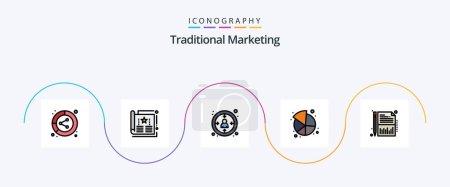 Illustration for Traditional Marketing Line Filled Flat 5 Icon Pack Including share. market. leaflet. chart. experience - Royalty Free Image