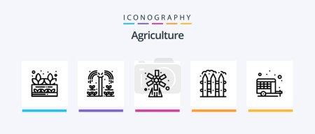 Téléchargez les illustrations : Agriculture Line 5 Icon Pack Including farming. agriculture. farming. seeds. fertilizer. Creative Icons Design - en licence libre de droit
